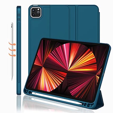 iMieet New iPad Pro 11 Inch Case 20224th Gen 20213rd Gen with Pencil Holder Support iPad 2nd Pencil ChargingPairTrifold Stand Smart Case with Soft TPU BackAuto WakeSleepRose Gold