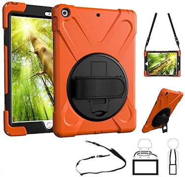 TSQ iPad Air Cases 1st Gen 97 Inch 2013 iPad Air First Generation Case Triple Layer High Impact Absorbing Corner Protection Case wStand Hand Shoulder Belt for Boys Gilrl for iPad Air 1 Orange