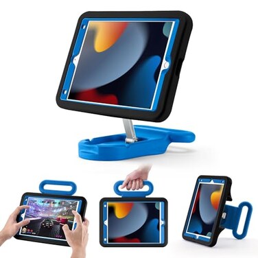 LeiJue Kids Case for iPad 7th8th9th Gen 102 inchAdjustable PortraitLandscape StandDrop Proof with HandleKickstandChild Friendly Protective Cover for iPad 102 202120202019 BlackBlue