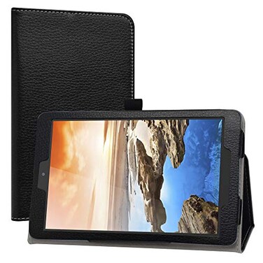 LiuShan Compatible with Alcatel TCL Tab 8 Case PU Leather Slim Folding Stand Cover for 8 Tablets Black