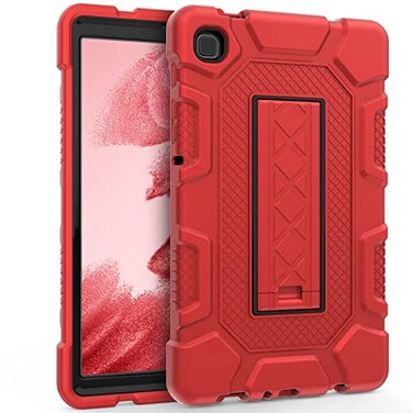 rantice Rantice Samsung Galaxy Tab A7 Lite Case 2021 Hybrid Case with Kickstand Shock Absorbing Bumps AntiSlip Grid Pattern RedBlack