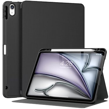 Supveco Case for iPad Air 11 Inch M4 2026M3 2025M2 2024iPad Air 5th4th Generation 109 Inch 20222020 with Pencil HolderAuto WakeSleepPremium Folio Stand Soft TPU Back CoverBlack