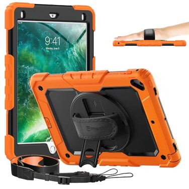 timecity Timecity Case for iPad 6th5th Generation for iPad 97 Inch Case with Screen Protector Rotating StandHand Strap FullBody SiliconePC Durable Protective Case for iPad 5th6th Air 2Pro 97 Orange