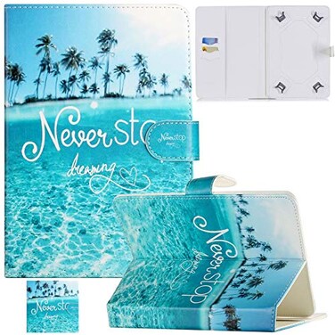 Artyond Universal 7585 inch Tablet Case MultiAngle Stand Case with Cards Slots Magnetic Buckle Cover for iPad miniKindleAndroidGalaxy Tab Other 7585 inch Tablet Coconut Ocean