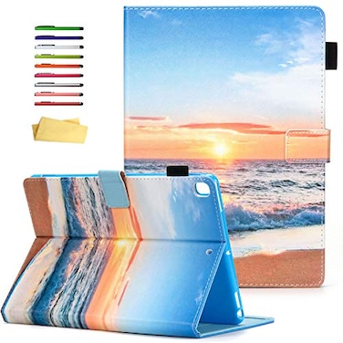 UUcovers for Apple iPad 9th8th7th Generation Case 102 inch 202120202019 with Pencil Holder Pockets Auto WakeSleep PU Leather Smart Folio Stand Wallet TPU Shockproof Cover Beach Sunrise