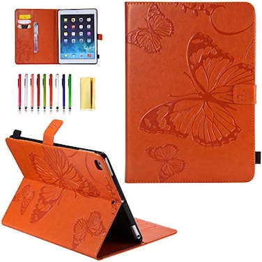 UUcovers UUCOVERS for iPad 6th5th Generation 97 Case 20182017 for iPad Air 2Air 1 with StandPencil HolderPocket Auto WakeSleep Embossed Smart Cover for iPad 97 inchAir 2nd1st GenOrange Butterfly