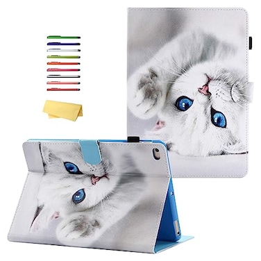 UUcovers for iPad 97 Case 2018 2017 iPad Air 2ndAir 1st Gen Case with StandPencil HolderPockets Auto WakeSleep White Cat Smart Magnetic Cover for iPad 6th5th GenerationiPad Air 12 Kitten