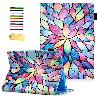 UUcovers for iPad 9th8th7th Generation Case 102 inch 202120202019 with Pencil HolderPocket Auto WakeSleep Folio Stand PU Leather Smart Magnetic Wallet Shockproof Cover Rainbow Lotus Flower