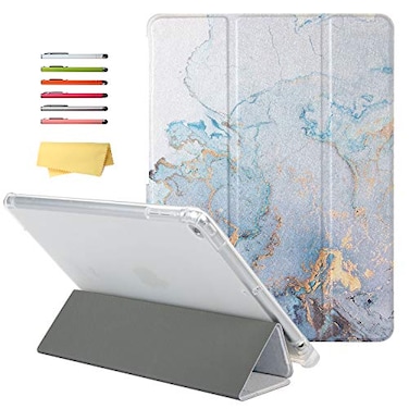 UUcovers iPad 102 Case 9th8th7th Generation 202120202019iPad Air 3 105 3rd Gen Pro 105 Trifold Smart Folio Stand Clear TPU Back Cover with Pencil Holder Auto WakeSleep Gold Marble