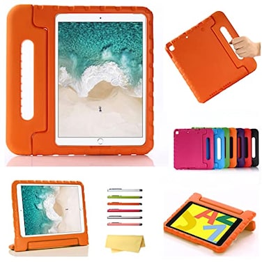 UUcovers Kids Case for iPad 9th8th7th Generation 102 with Rotating HandleStand Lightweight Soft EVA Foam Shockproof Rugged Kickstand Boy Girl Kid Cover for iPad 102 Inch 202120202019 Orange