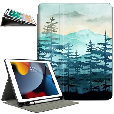 Vimorco Case for iPad 5th6th Generation for iPad 97 inch 20172018 for iPad Air 12 Premium Leather Protect Smart CoversPencil Holder Adjustable Stand with Auto WakeSleep Green Forest