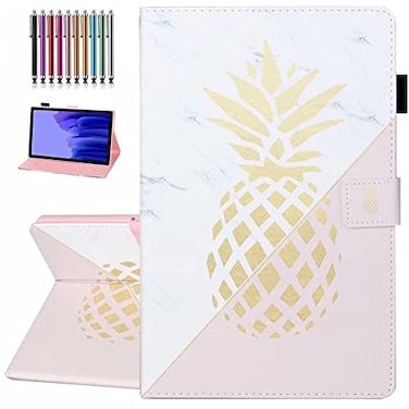 YUNHOTIC Case for Samsung Galaxy Tab A7 Lite 87 inch SMT220T225T227 2021 Model Premium PU Leather Folding Stand Cover with Pen Holder Multiple Viewing Angles Gold Pineapple