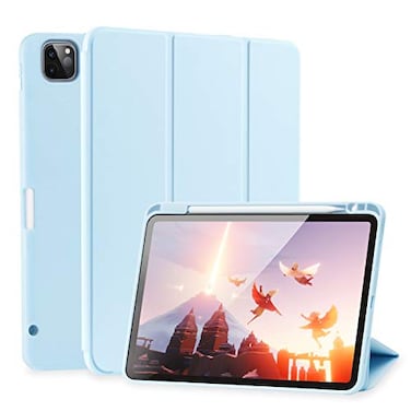 SIWENGDE Case for iPad Pro 11 Inch 4th3rd2nd Generation 202220212020 with Pencil Holder Support iPad 2nd Pencil Charging Slim Trifold Stand Smart Protective Cover Auto WakeSleepLight Blue