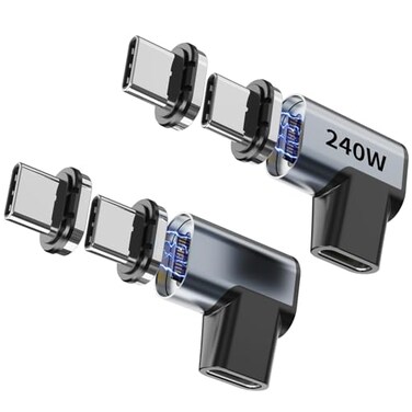 Tciogrxp USBC Adapter 2 Pack with 4 Connector TipsDetachable USB C Adapter 240W 90 Degree Magnetic USBC Extender Compatible with Thunderbolt 34 USB4 40Gbps 8K 60Hz MacBook ProAir Laptop PC