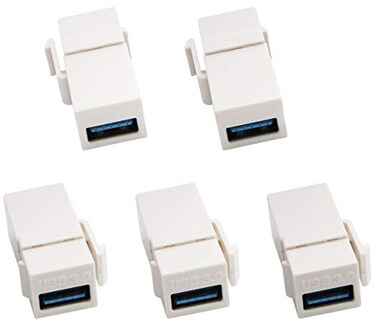 AAOTOKK USB 30 A Keystone Adapter Female to Female USB 30 A Keystone Jack Insert Socket Coupler Adapter for Wall Plate Outlet Panel White5 Pack