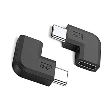 Aoiutrn 90 Degree Type USB C Adapter 2 Pack USB C to USBC Fast Charger and Transfer Converter Right Angle Compatible for Switch Notebook Computers Tablet and Other Type C Cable Devices