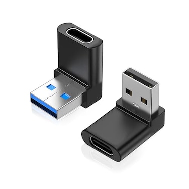 AreMe 2 Pack 90 Degree Right Angle USB A to USB C Adapter