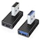 AreMe 90 Degree USB 30 Adapter 2 Pack Left and Right Angle USB A Male to Female Converter Extender for PC Laptop USB A Charger Power Bank and More Black