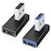AreMe 90 Degree USB 30 Adapter 2 Pack Left and Right Angle USB A Male to Female Converter Extender for PC Laptop USB A Charger Power Bank and More Black