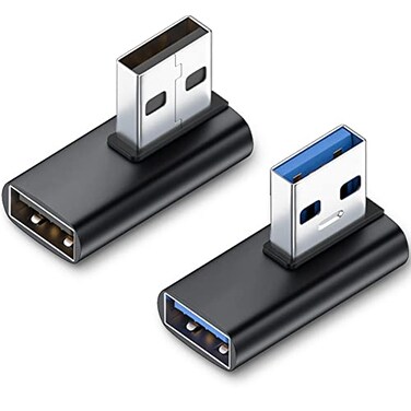 AuviPal 90 Degree USB 31 Adapter 2 Pack Right and Left Angle USB A Male to Female Connector Extender for PC Laptop USB A Charger Raspberry Pi and More