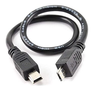CABLESONLINE.COM ATLANTIC CablesOnline 8inch USB 20 OTG MicroB 5Pin Male to USB MiniB 5Pin Male Adapter Cable for Tablet GPS PDA ADU38O