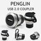PENGLIN 2PCS USB 20 Panel Mount Coupler USB Pass Through Connector Female to Female Bulkhead Extension Adapter with WaterDustcap