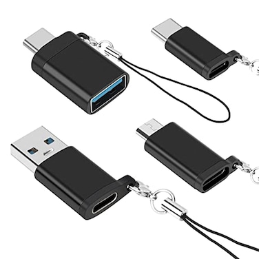AIYEEN USBC to USB30 Adapter USBC Female to USBA Male TypeC to MicroUSB Adapter Micro USB Female to USB C Male Adapters with Lanyard 4 Pack for MacBook Pro Samsung PC