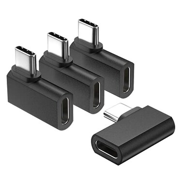 UseBean USBC 90 Degree Adapter 4Pack USB C Right Angle Adapter 100W 20Gbps 4K Video USBC Male to Female USBC L Shape Extender for iPhone 16 MacBook ROG Ally Steam Deck Switch Galaxy S25