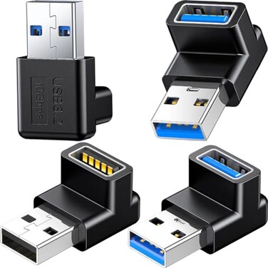 Warmstor 4 Pack 10Gbps USB 31 Male to Female Adapter Right Angle Up and Down Angle 90 Degree USB 30 A Connector Support 3A Fast Charging for Computer PC Desktop Laptop USB Hub USB Charger