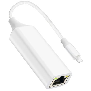 Junsky MFi Certified Lightning to Ethernet Adapter 100Mbps Lightning to RJ45 Ethernet LAN Network Adapter Compatible for iPhone 14131211iPadiPod Plug and Play NonPOE
