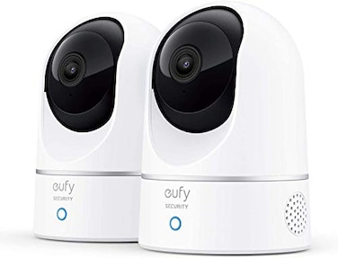 eufy Security Indoor Cam E220 2Cam Kit 2K Security Indoor Camera Pan Tilt Plugin Camera with WiFi Human Pet AI Voice Assistant Compatibility Motion Tracking Homebase 3 Compatible