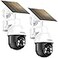 aosu Solar Camera Security Outdoor Security Cameras Wireless Outdoor with 360 Panoramic View Human Auto Tracking 2K Night Vision Compatible with AlexaGoogle Assistant 2 Pack