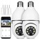 OFYOO Light Bulb Security Camera Wireless Outdoor Indoor 24G WiFi Security Cameras for Home Security 360 PTZ Camera Motion Detection and Alarm TwoWay Audio Based E27 Light Bulb Socket