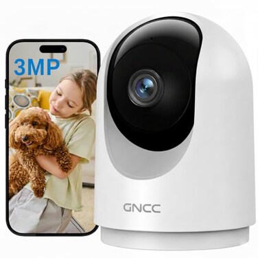 GNCC Indoor Security Camera 2K Cameras for Home Security with Motion Detection BabyPet Camera with Phone App Night Vision 2Way Audio TFCloud Storage Works with Alexa Google Home 24G WiFi