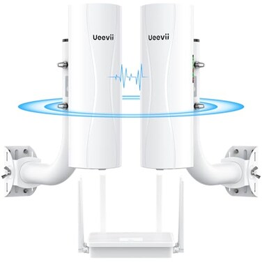 UeeVii PointtoPoint Wireless Bridge System CPE688KITWith WiFi 6 AX3000 Router Adjustable Installation Brackets 5KM Range Dual Gigabit Ports 24V48V POE Power SupplyComplete Wireless Bridge Kit