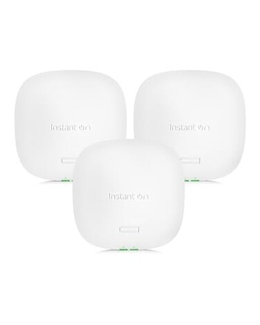 Hewlett Packard HPE Networking Instant On Access Point AP22 2x2 WiFi 6 Indoor Wireless Access Point 3 Pack Long Range Secure Smart Mesh Support Power Source Not Included US Model R4W01A3PACK