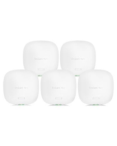 Hewlett Packard HPE Networking Instant On Access Point AP22 2x2 WiFi 6 Indoor Wireless Access Point 5 Pack Long Range Secure Smart Mesh Support Power Source Not Included US Model R4W01A5PACK