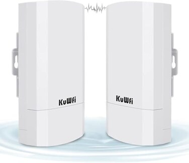 KuWFi 2Pack 300Mbps Wireless Bridge Outdoor CPE WiFi Kit Point to Point Wireless Access Point 24G Internet Bridge 1KM Transmission Distance Solution for starlink Signal