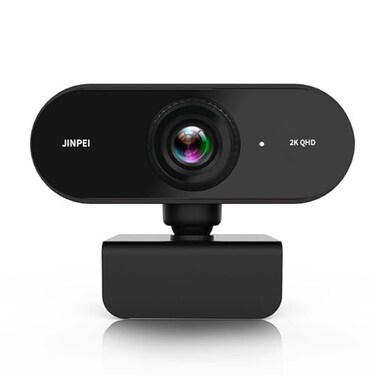 Jinpei 2K QHD Webcam with Microphone Web Computer Camera Plug and Playfor ZoomSkypeTeams Conferencing and Video Calling JW01B2K