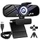 Tewiky Full HD Webcam with Builtin Microphone and Rotatable Tripod 4K Video and Wide Angle Camera Privacy Cover for Desktop PC or Laptop Computer