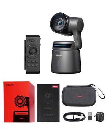 OBSBOT Tail Air Smart Remote Combo Streaming Camera with AI Tracking PTZ Intelligent APP Gesture Control HDMIUSBCWireless Webcam Video Cameras for Filming Worship Content Creator etc