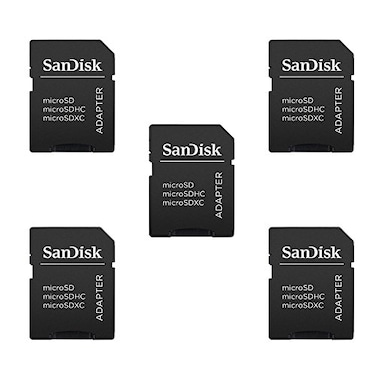 Sandisk 5 Pack MicroSD MicroSDHC to SD SDHC Adapter Works with Memory Cards up to 32GB Capacity Bulk Packaged
