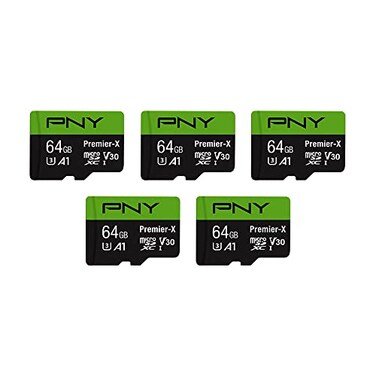 PNY 64GB PremierX Class 10 U3 V30 microSDXC Flash Memory Card 5Pack 100MBs Class 10 U3 V30 A1 4K UHD Full HD UHSI Micro SD
