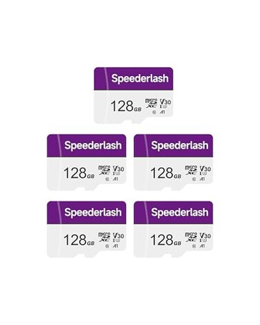 Speederlash Micro SDXC Memory Card 128GB 5 Pack Camera Plus TF Card with Adapter U3 V30 Up to 90MBs Read Speed 4K UHD5K Video Support U3 V30 A1 Rated Waterproof for Security Camera Dashcam