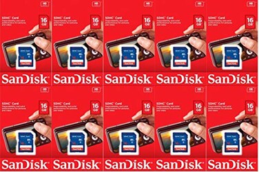 Sandisk 16GB 10 Pack SD Card Bundle SDHC Class 4 Flash Memory Model SDSDB016GB35