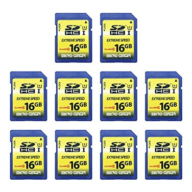 INLAND 16GB Class 10 SDHC Flash Memory Card 10 Pack Standard Full Size SD Card USHI U1 Trail Camera Memory Card by Micro Center 10 Pack