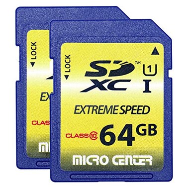 INLAND 64GB Class 10 SDXC Flash Memory Card Full Size SD Chip USHI U1 Trail Camera by Micro Center 2 Pack