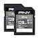 PNY 128GB Elite Class 10 U1 V10 SDXC Flash Memory Card 2Pack 100MBs Read Class 10 U1 V10 Full HD UHSI Full Size SD