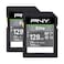 PNY 128GB Elite Class 10 U1 V10 SDXC Flash Memory Card 2Pack 100MBs Read Class 10 U1 V10 Full HD UHSI Full Size SD