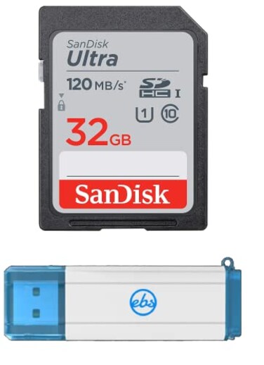 Everything But SanDisk 32GB SDHC SD Ultra Memory Card Works with Canon EOS Rebel T7 Rebel T6 77D Digital Camera Class 10 SDSDUN4032GGN6IN Bundle with 1 Stromboli 30 Combo Card Reader